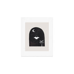 Ancient Alien Visitor Black White Minimalist Line Drawing Paper Collage by Ejaaz Haniff Art Print Gallery Image 1