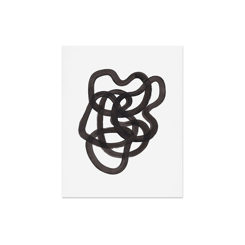 'Ink Memories' Minimalist Ink Line Drawing Abstract Black Brush Strokes Modern Funky Maze by Ejaaz Haniff Art Print Gallery Image 4