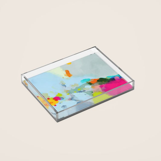 pink hill with sun ray Acrylic Tray Gallery Image 2