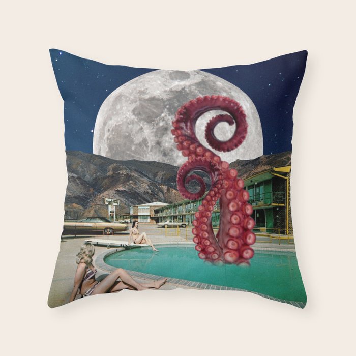 Octopus in the pool Throw Pillow Gallery Image 2