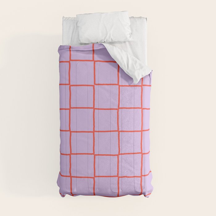 Red + Lavender Plaid Checker Comforter Gallery Image 9