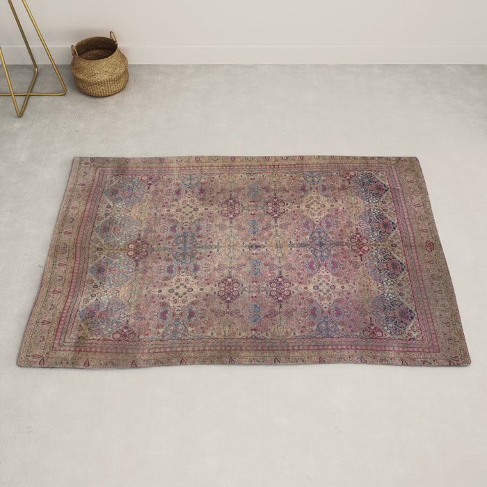 Antique Persian Golden Plum Rose Kirman Rug Print Rug Gallery Image 2