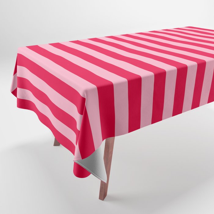 Retro, Beach, Colorful Stripes, Pink and Red Tablecloth Gallery Image 1