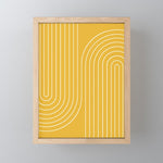 Minimal Line Curvature VIII Golden Yellow Mid Century Modern Arch Abstract Mini Art Print Gallery Image 1