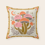 Mushrooms and Moons - Light Throw Pillow Gallery Image 1