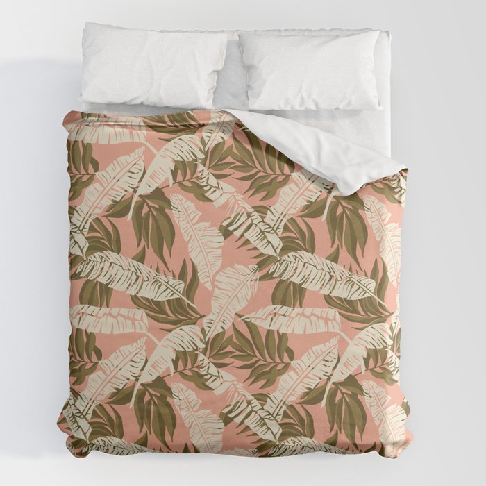 Jungle Leaf Coral Pink Duvet Cover Gallery Image 7