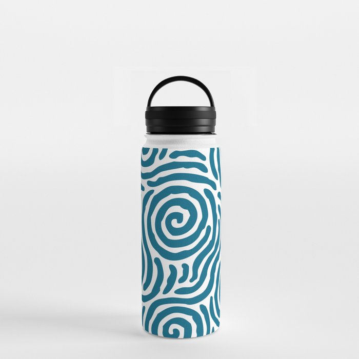 Ripple Effect Pattern Peacock Blue Water Bottle Gallery Image 3