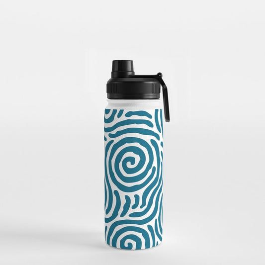 Ripple Effect Pattern Peacock Blue Water Bottle Gallery Image 2