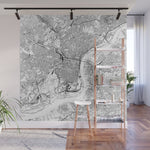 Philadelphia White Map Wall Mural Gallery Image 1