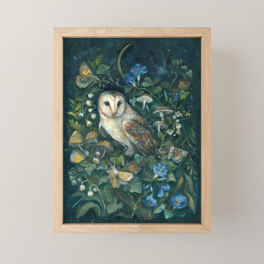Barn Owl Forest Mini Art Print Gallery Image 1