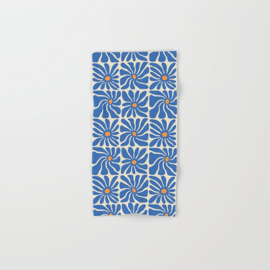Vintage blue flower art pattern Bath Towel Gallery Image 1