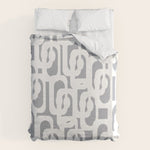 Mid Century Modern Loops Pattern in White and Gray Duvet Cover Gallery Image 1
