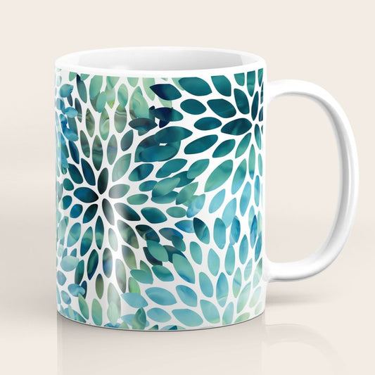 Floral Watercolor, Navy, Blue Teal, Abstract Watercolor Coffee Mug Gallery Image 1