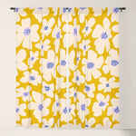 Retro Daisy - yellow, white and purple Window Curtain Gallery Image 1