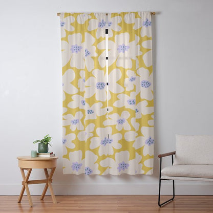 Retro Daisy - yellow, white and purple Window Curtain Gallery Image 9