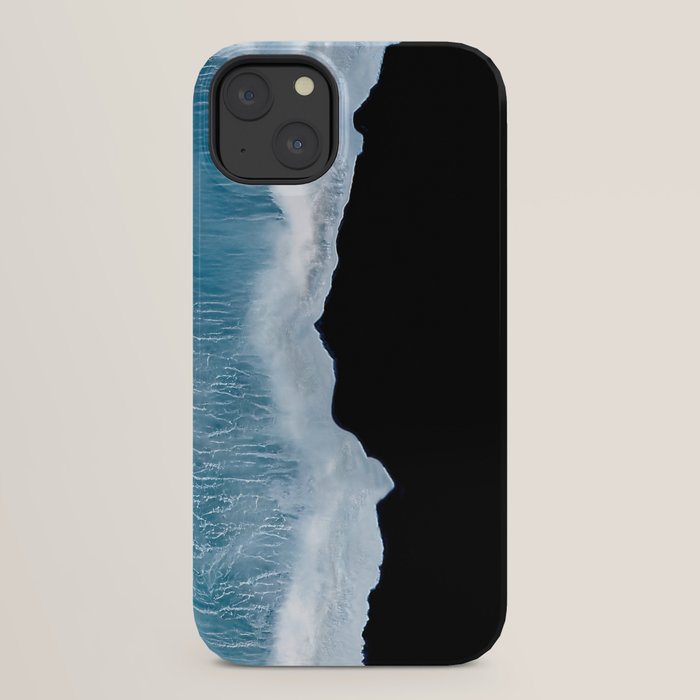 Minimalist wave crashing on a black sand beach in Iceland â Ocean Landscape Photography iPhone Case Gallery Image 30