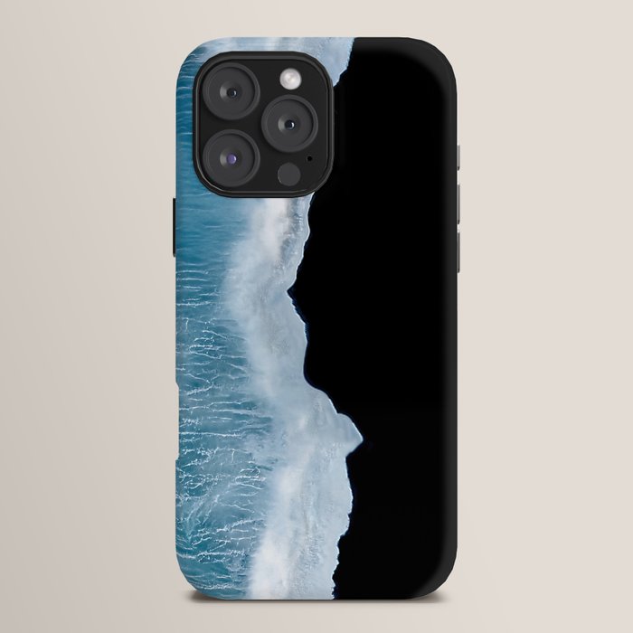 Minimalist wave crashing on a black sand beach in Iceland â Ocean Landscape Photography iPhone Case Gallery Image 16