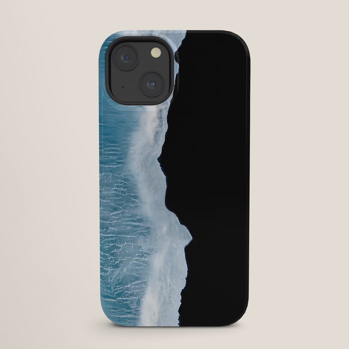 Minimalist wave crashing on a black sand beach in Iceland â Ocean Landscape Photography iPhone Case Gallery Image 25