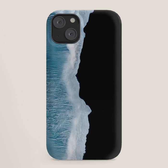 Minimalist wave crashing on a black sand beach in Iceland â Ocean Landscape Photography iPhone Case Gallery Image 18