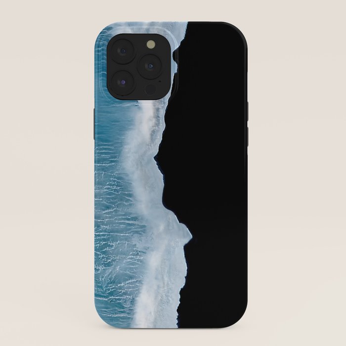 Minimalist wave crashing on a black sand beach in Iceland â Ocean Landscape Photography iPhone Case Gallery Image 40