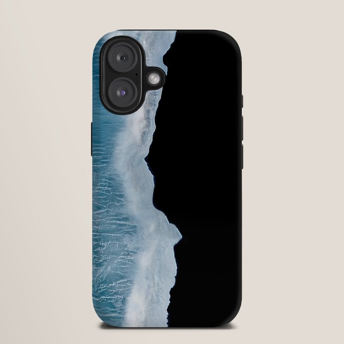 Minimalist wave crashing on a black sand beach in Iceland â Ocean Landscape Photography iPhone Case Gallery Image 9