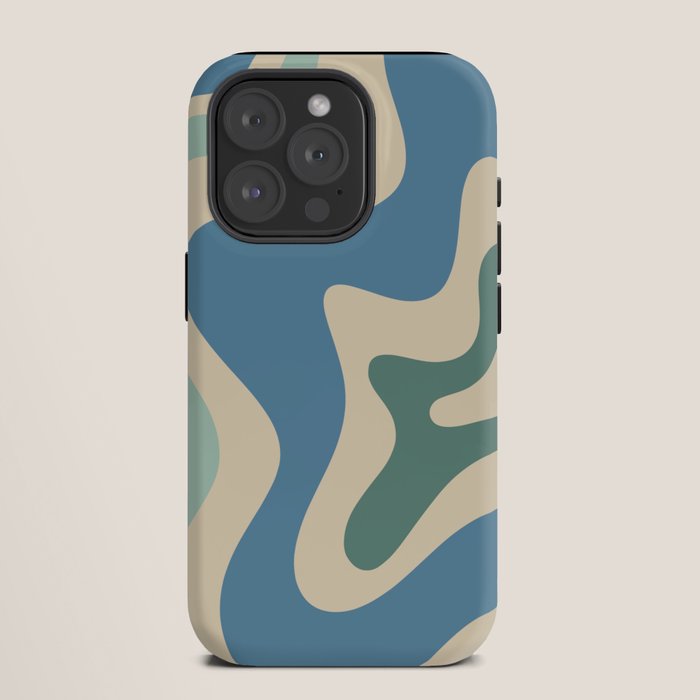 Retro Liquid Swirl Abstract Pattern Blue Aqua Teal Beige iPhone Case Gallery Image 11
