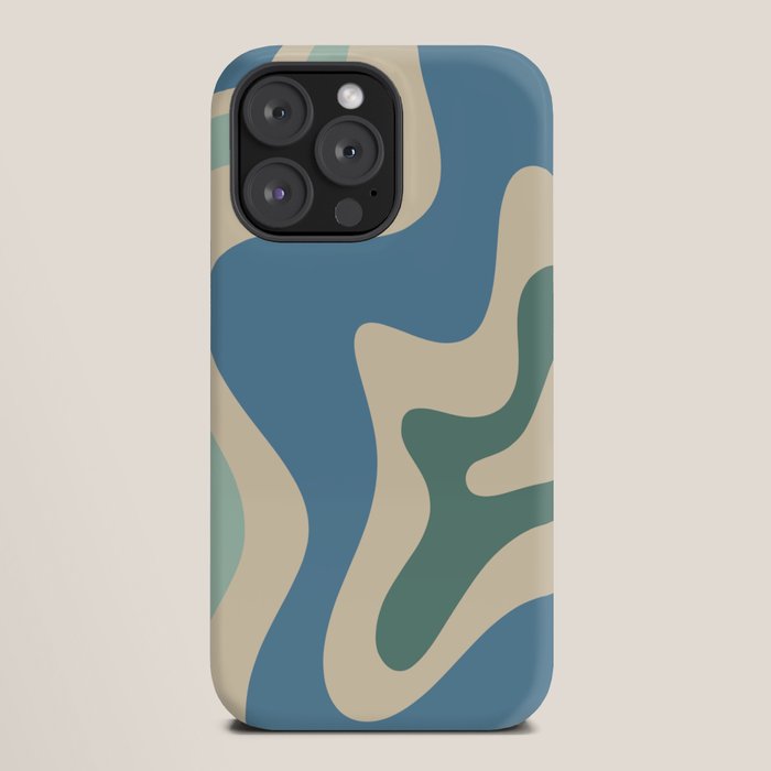 Retro Liquid Swirl Abstract Pattern Blue Aqua Teal Beige iPhone Case Gallery Image 20