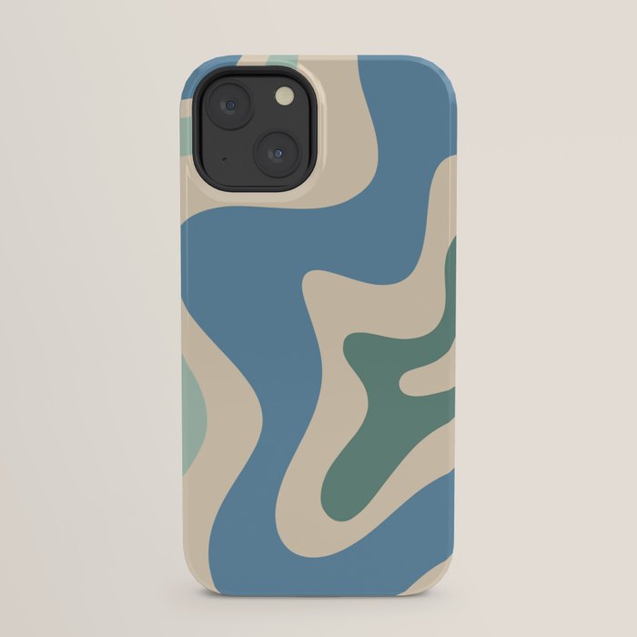 Retro Liquid Swirl Abstract Pattern Blue Aqua Teal Beige iPhone Case Gallery Image 21