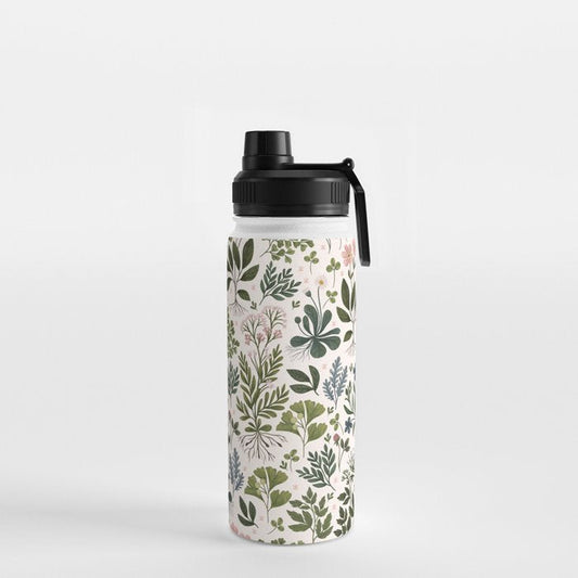 Herbarium ~ vintage inspired botanical art print ~ white Water Bottle Gallery Image 2