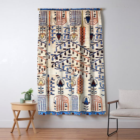 Floral Garden Persian Rug Print Window Curtain Gallery Image 1