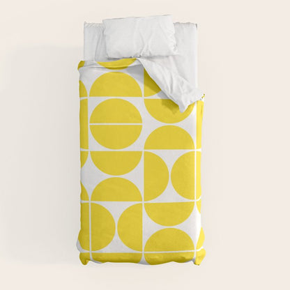 Mid Century Modern Geometric 04 Lemon Yellow Duvet Cover Gallery Image 4