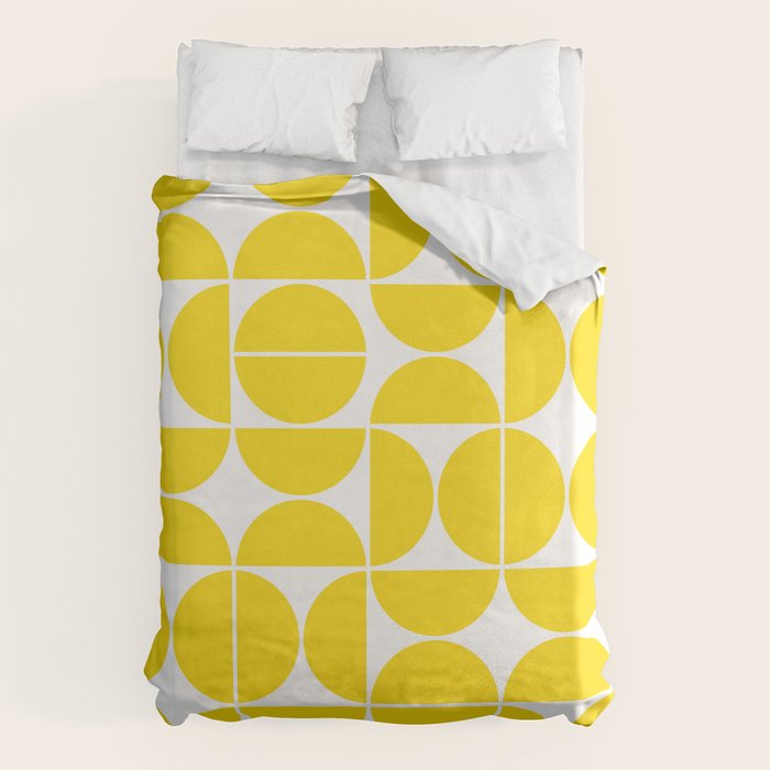 Mid Century Modern Geometric 04 Lemon Yellow Duvet Cover Gallery Image 6