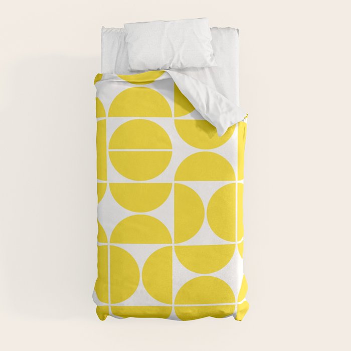 Mid Century Modern Geometric 04 Lemon Yellow Duvet Cover Gallery Image 9