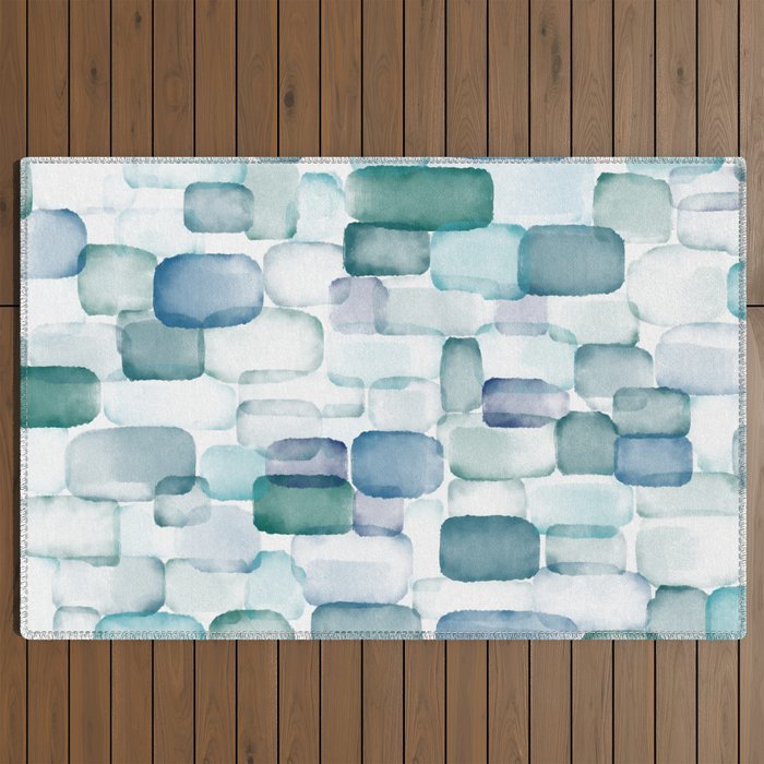 Sea Glass Watercolor Outdoor Rug Gallery Image 2