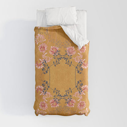 Art Nouveau floral pattern with lines - Honey Duvet Cover Gallery Image 9