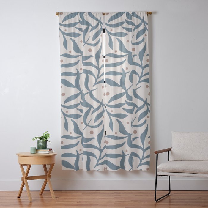 Branches and Berries - Teal and Mocha Window Curtain Gallery Image 13