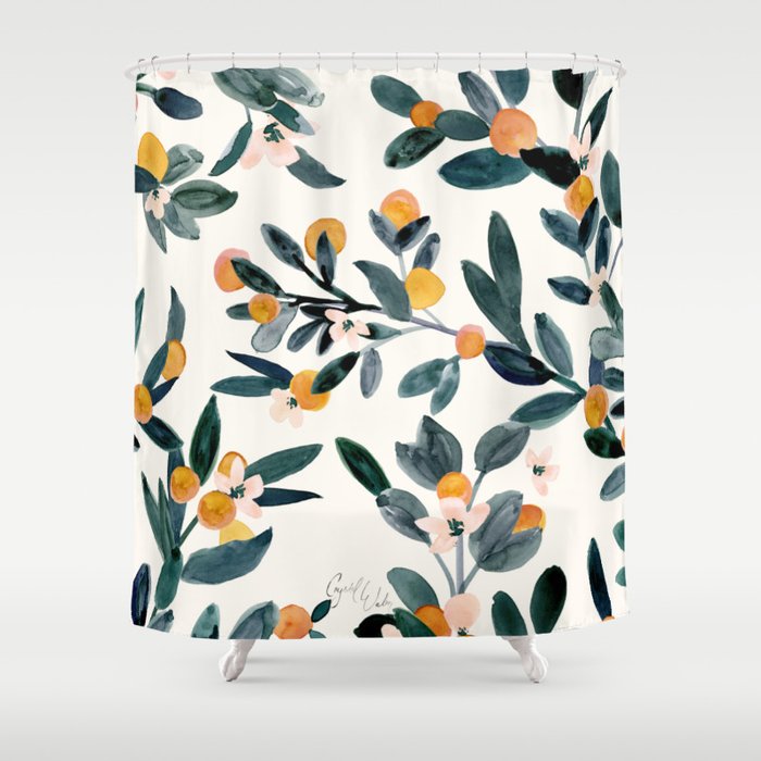 Clementine Sprigs Shower Curtain Gallery Image 1