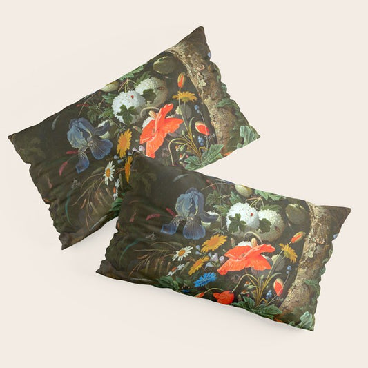 Abraham Mignon Flowers in a Forest Landscape Pillow Sham Gallery Image 2
