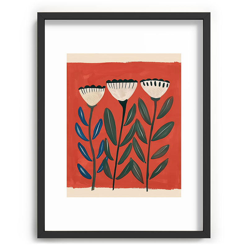 Terracotta Folk Blooms Framed Art Print Gallery Image 60