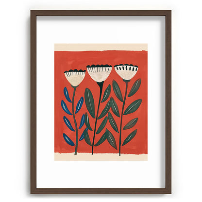 Terracotta Folk Blooms Framed Art Print Gallery Image 67