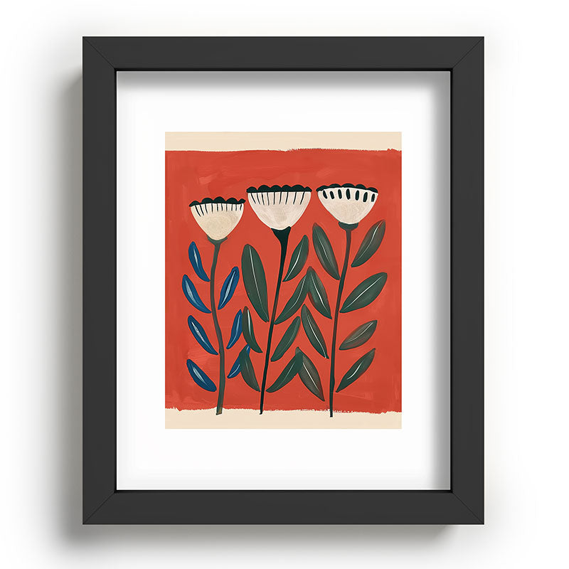 Terracotta Folk Blooms Framed Art Print Gallery Image 58