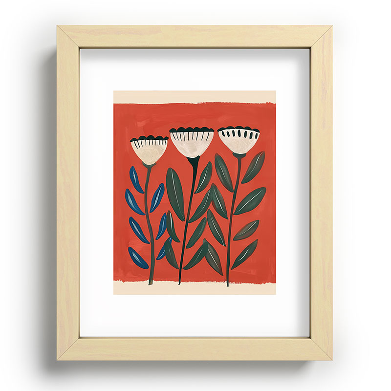 Terracotta Folk Blooms Framed Art Print Gallery Image 70