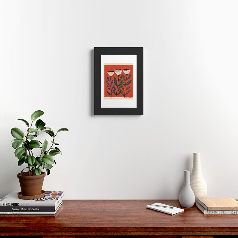 Terracotta Folk Blooms Framed Art Print Gallery Image 31