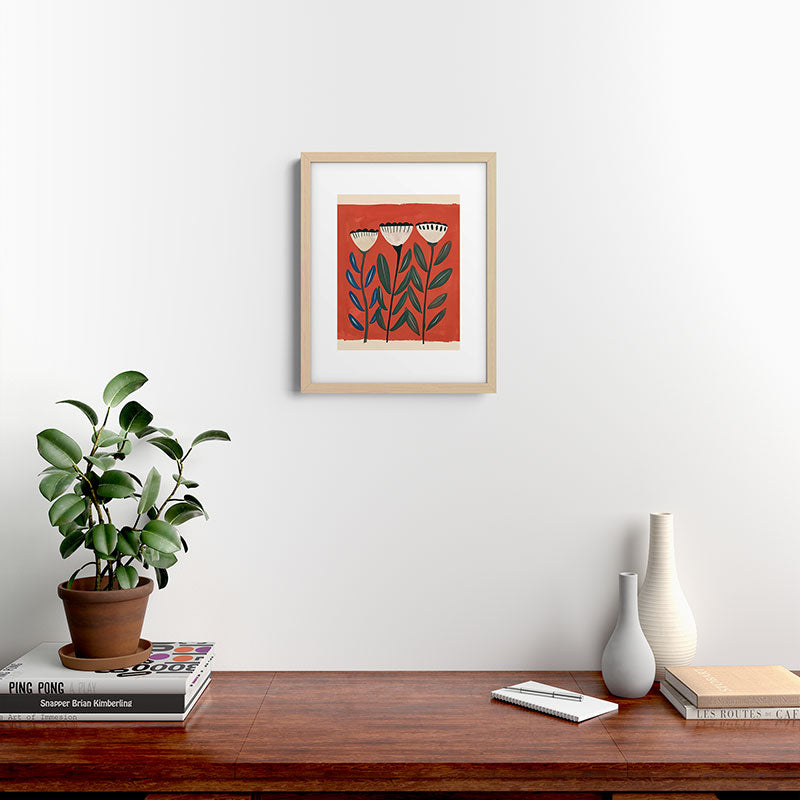 Terracotta Folk Blooms Framed Art Print Gallery Image 18