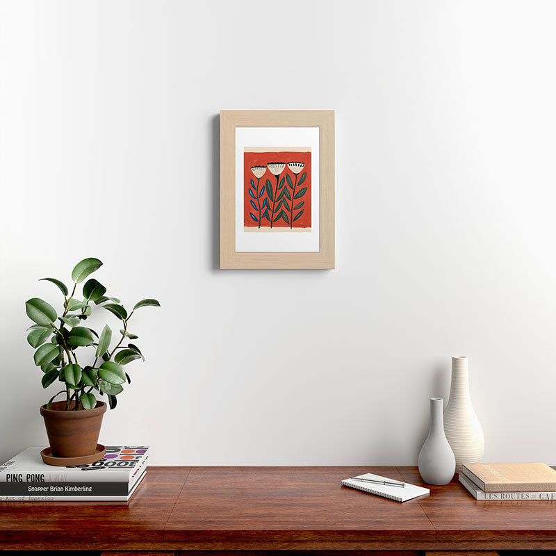 Terracotta Folk Blooms Framed Art Print Gallery Image 45