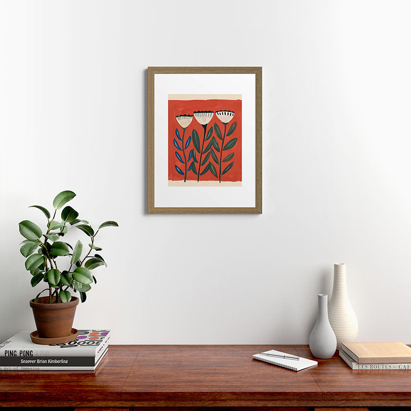 Terracotta Folk Blooms Framed Art Print Gallery Image 40