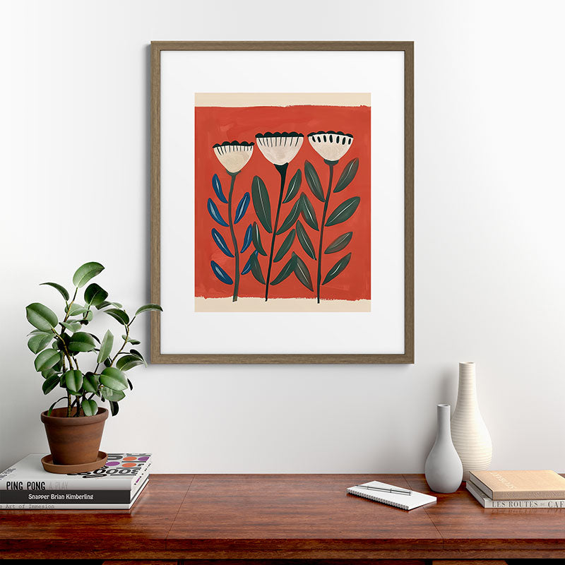 Terracotta Folk Blooms Framed Art Print Gallery Image 42