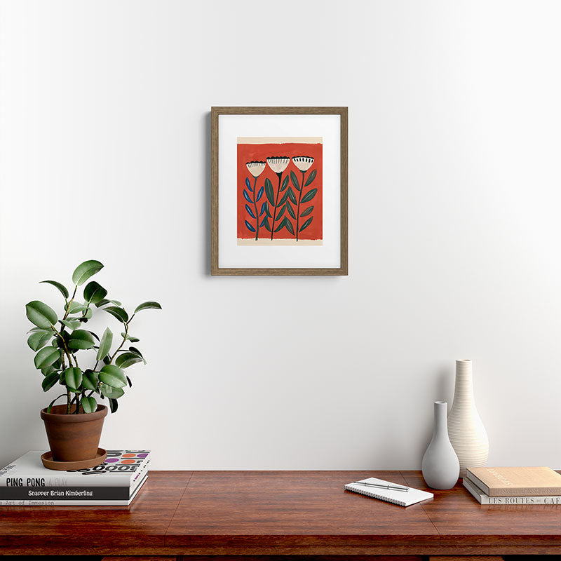 Terracotta Folk Blooms Framed Art Print Gallery Image 11