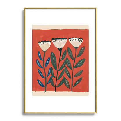 Terracotta Folk Blooms Framed Art Print Gallery Image 90