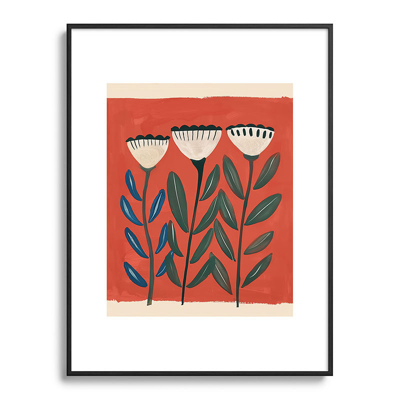 Terracotta Folk Blooms Framed Art Print Gallery Image 85